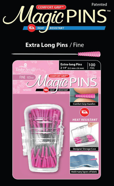 OakridgeStores.com | Taylor Seville - Quilting & Sewing Magic Pins - Extra Long Fine - Pink 100/Pkg (219720) 766152219720