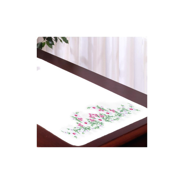 OakridgeStores.com | Tobin Stamped For Embroidery White Dresser Scarf 14"X39" - Meadow Flowers (2310-50) 081041061090