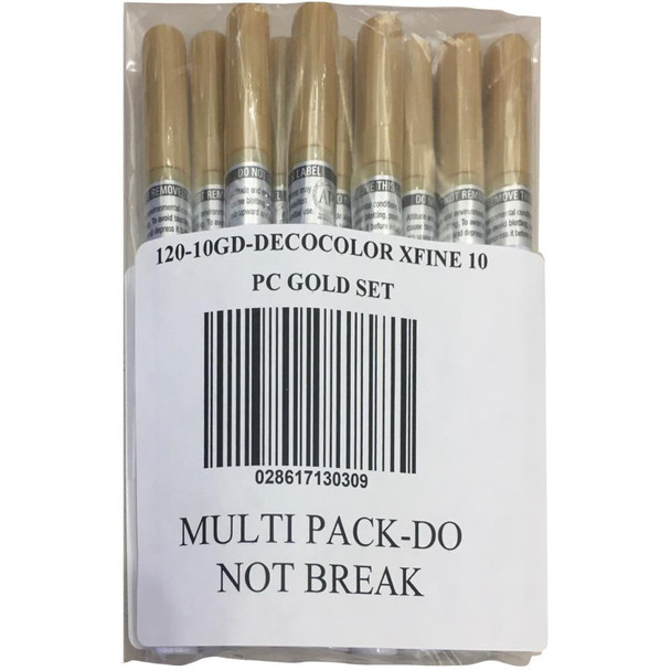 OakridgeStores.com | DecoColor Extra Fine Oil-Based Opaque Paint Marker Multipack - Gold 10/Pkg (120S-10) 028617130309