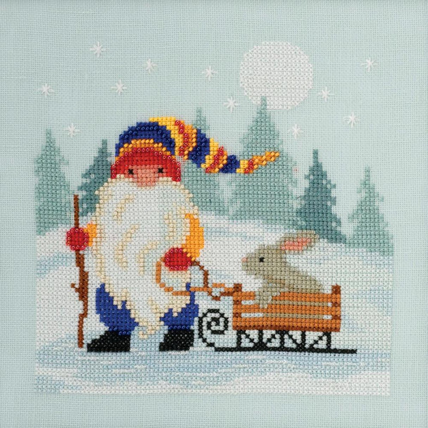 OakridgeStores.com | Mill Hill Counted Cross Stitch Kit 6"X6" - Sledding Gnome (28 Count) (MH172012) 098063001942