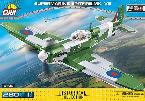 OakridgeStores.com | COBI - Supermarine Spitfire Mk.VB - Historic Collection British Airplane Plastic Model Building Brick Block Set - 280 Pieces - Scale 1:48 (5708) 5902251057084