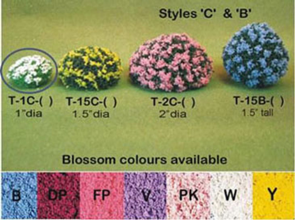 MODEL BUILDERS SUPPLY - Blossom Bush, 1 Inch Round Deep purple - 3 pcs (MBT1CDP) 1" Scale Dollhouse Miniature