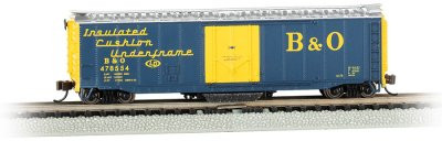 OakridgeStores.com | BACHMANN - N Scale - B&O #478554 - Track-Cleaning 50' Plug-Door Box Car 022899163680