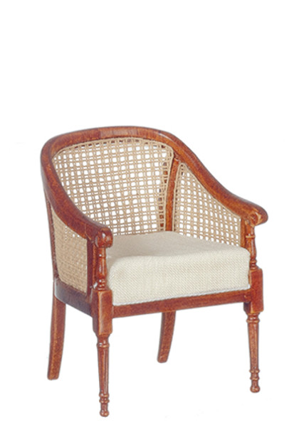 OakridgeStores.com | AZTEC - 1850 Rocco Tub Chair - Walnut - 1" Scale Dollhouse Miniature (JJ06029WN)