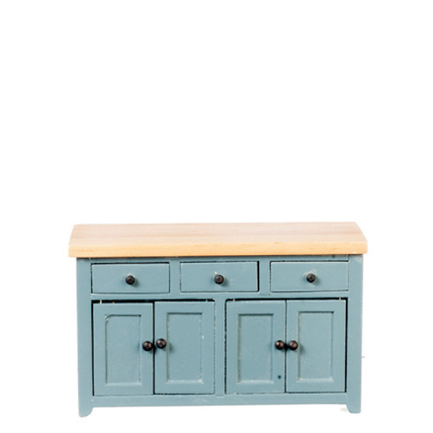 OakridgeStores.com | AZTEC - Modern Kitchen Counter - Blue/Oak - 1" Scale Dollhouse Miniature (T2635)