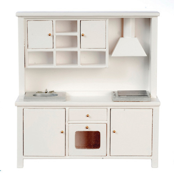 OakridgeStores.com | AZTEC - Modern Kitchen Set - Sink/Stove/Cabinet - White - 1" Scale Dollhouse Miniature (T2644)