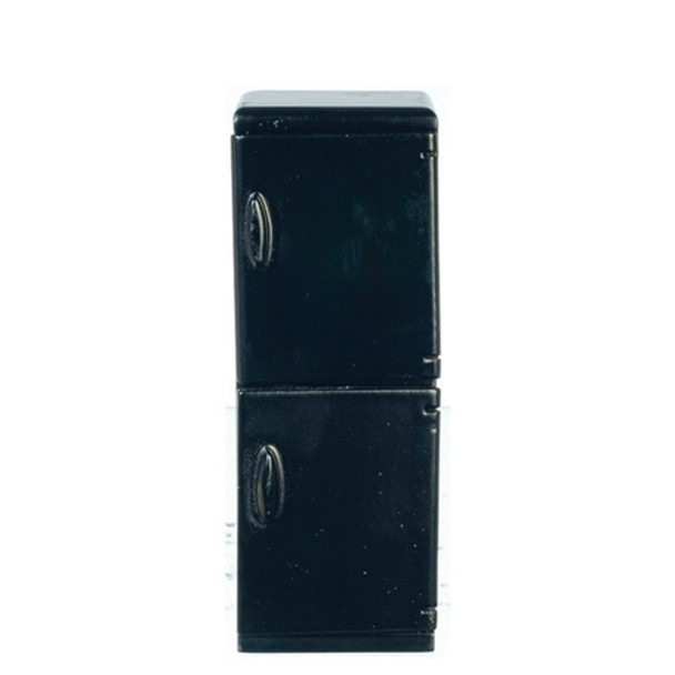 OakridgeStores.com | AZTEC - Modern Kitchen Refrigerator - Black - 1" Scale Dollhouse Miniature (T2645)