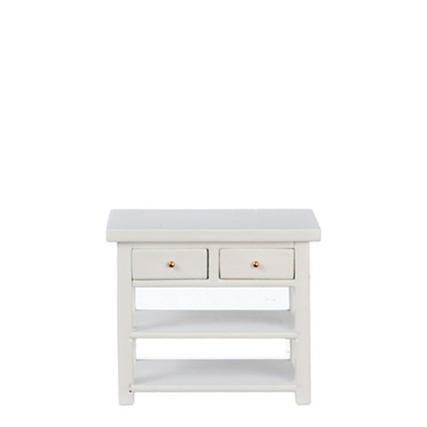 OakridgeStores.com | AZTEC - Modern Small Kitchen Table With Drawers - White - 1" Scale Dollhouse Miniature (T2646)