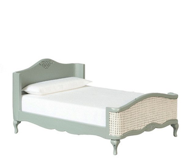 OakridgeStores.com | AZTEC - Modern Double Bed - Grey - 1" Scale Dollhouse Miniature (T2687)
