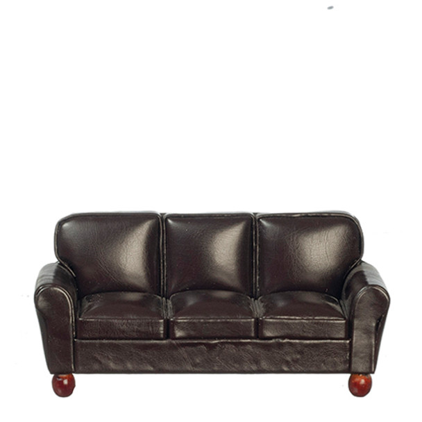 OakridgeStores.com | AZTEC - Brown Leather Sofa -1" Scale Dollhouse Furniture (T2010)