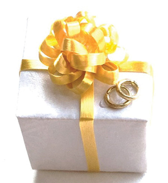OakridgeStores.com | Creative Little Details - Wedding Gift with Bow - 1" Scale Dollhouse Miniature (6012)