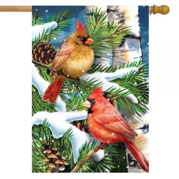 OakridgeStores.com | Briarwood Lane - Snowy Cardinals (Christmas) House Flag (BLH01661) 840011627724