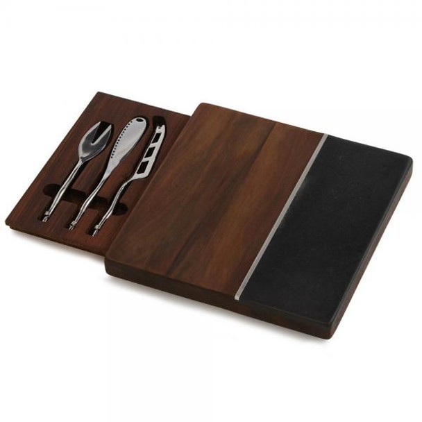 OakridgeStores.com | Oak and Olive - Piazza Marble Cheese Board and Spreader Knives & Tools - Black (OAKPSM563BL) 807348129161