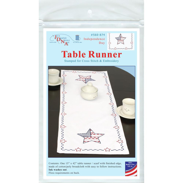 OakridgeStores.com | Jack Dempsey - Stamped Table Runner/Scarf 15"X42" - Independence Day (560 874) 013155348743