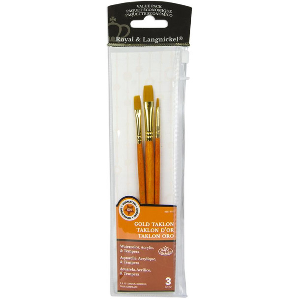 OakridgeStores.com | ROYAL BRUSH - Royal Langnickel Gold Taklon Value Pack Brush Set - 3 per Package (9110) 090672226204