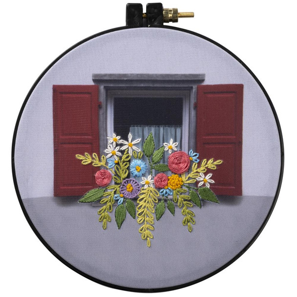 OakridgeStores.com | Bucilla - Stamped Embroidery Kit 6" Round - Flower Box (49452E) 046109494524