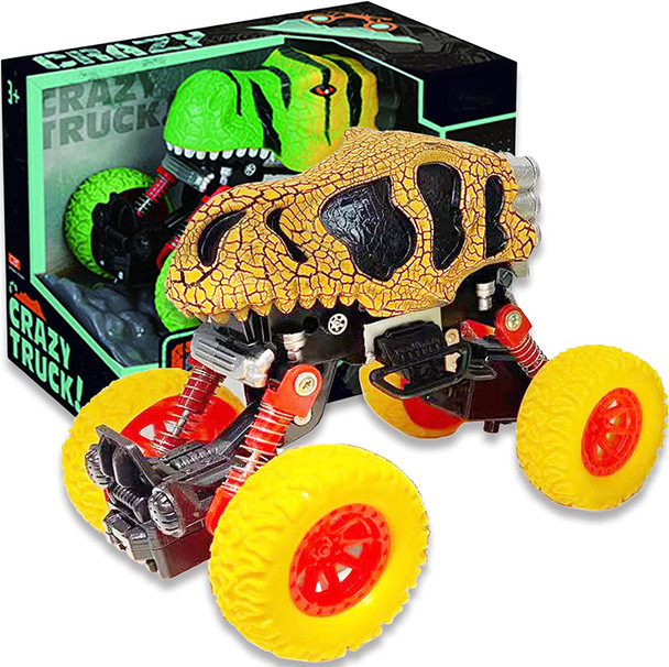 OakridgeStores.com | THIN AIR BRAND - Crazy Truck - Pull Back DINOSAUR Truck - Yellow (CT588) 850031665880