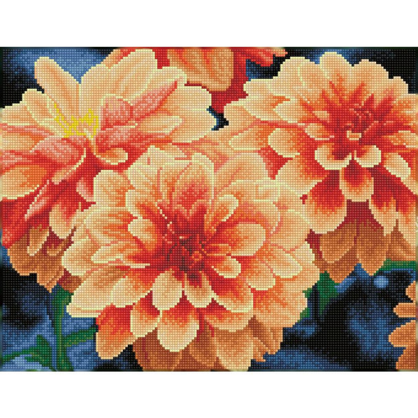 OakridgeStores.com | Diamond Dotz - Square Diamond Facet Art Craft Kit 13.78"X17.72" - Peach Dahlias (DQ9004) 4895225917846