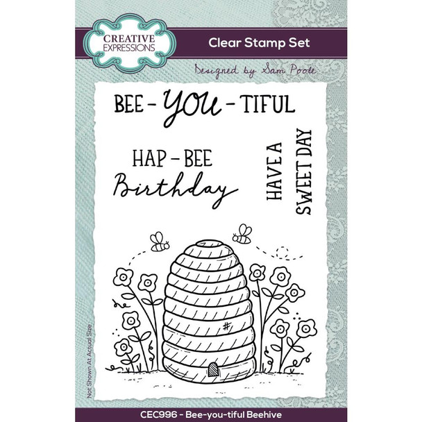 OakridgeStores.com | Creative Expressions - 6"X4" Clear Stamp Set By Sam Poole - Bee-You-Tiful Beehive (CEC996) 5055305971635