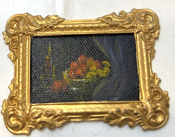 RESALE SHOP - Dollhouse 1:12 Artisan M.Fath 19 98 Framed Still Life Oil Painting-preowned