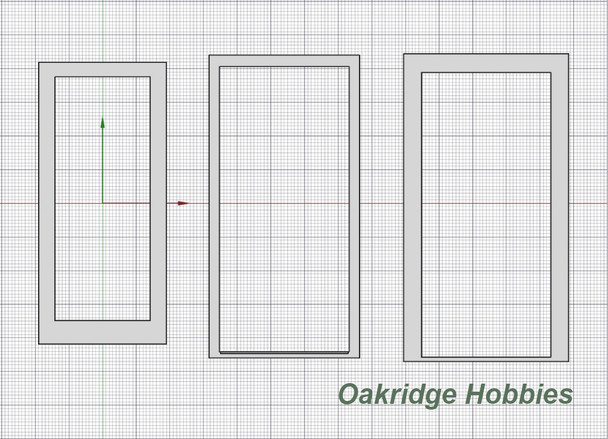 OakridgeStores.com | Oakridge Minis - Commercial Glass Door with Frame and Trim - 3' x 7' Scale Size - HO Scale 1:87 Model Miniature - 1016-87