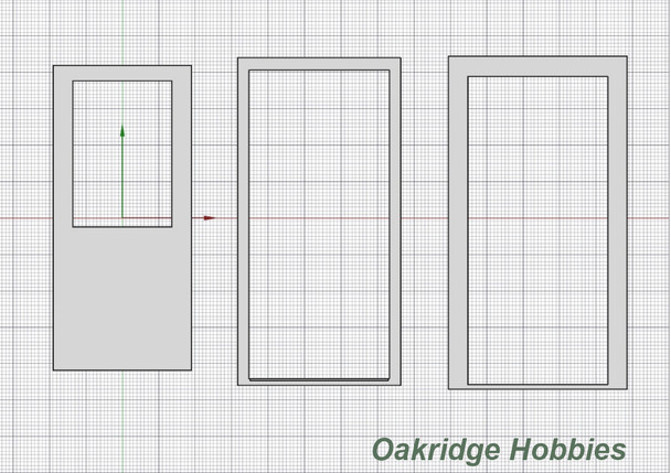 OakridgeStores.com | Oakridge Minis - Commercial Steel Service Door with Half Window, Frame and Trim - 3' x 7' Scale Size - 1:64 Scale Model Miniature - 1019-64