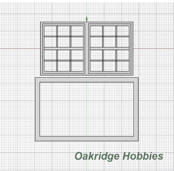 OakridgeStores.com | Oakridge Minis - 90" x 48" Twin Double Hung Window with Colonial Grid Grille and Trim - G Scale 1:24 Model Miniature - 1030-24