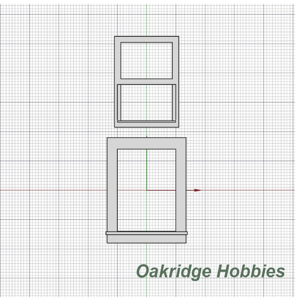 OakridgeStores.com | Oakridge Minis - 42" x 60" Double Hung Window and Frame - HO Scale 1:87 Model Miniature - 1037-87