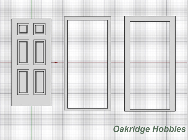 OakridgeStores.com | Oakridge Minis - Residential 6 Panel Door with Frame and Trim - 3' x 7' Scale Size - 1" Scale 1:12 Model Miniature - 1022-12