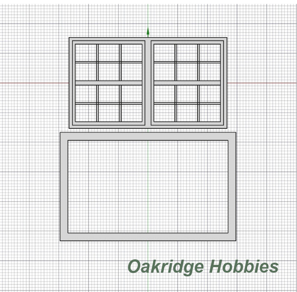 OakridgeStores.com | Oakridge Minis - 90" x 48" Twin Double Hung Window with Colonial Grid Grille and Trim - 1" Scale 1:12 Model Miniature - 1030-12