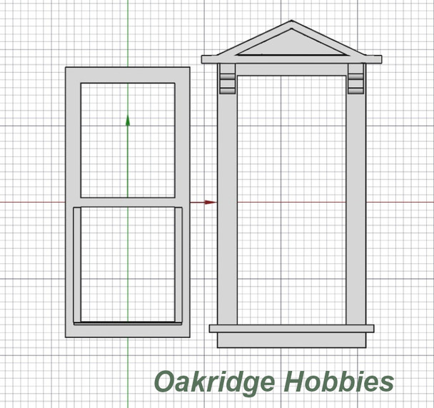 OakridgeStores.com | Oakridge Minis - Traditional Victorian Non-Working Double Hung Triangular Pediment Window - 1:64 Scale Model Miniature - 1055-64