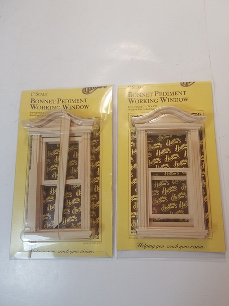 RESALE SHOP - Miniature 1:12 Bonnet Pediment Working Windows Set Of 2