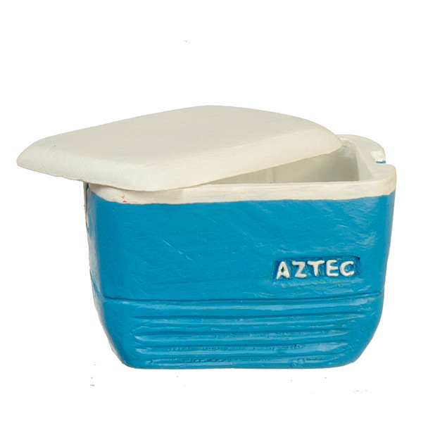 OakridgeStores.com | AZTEC - Large Blue Cooler with Lid - 1" Scale Dollhouse Miniature - AZT84130 717425584137