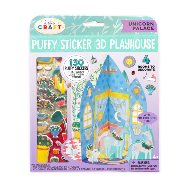 OakridgeStores.com | BRIGHT STRIPES Puffy Sticker 3D Playhouse - Unicorn Palace (PSP-02) 840100801707
