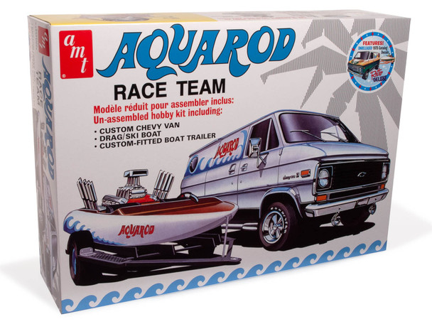OakridgeStores.com | AMT Aqua Rod Race 75' Chevy Van Race Boat Trailer - 1/25 Plastic Model Car Kit (1338) 849398056196