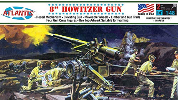 OakridgeStores.com | Atlantis - 8" Howitzer Gun Plastic 1/48 Model Kit (A307) 850002740264