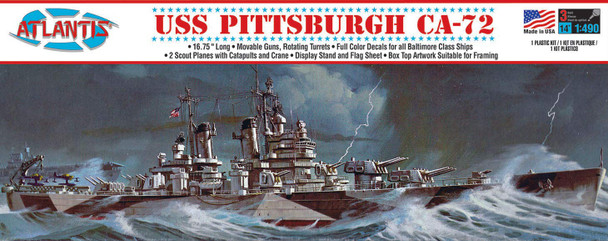 OakridgeStores.com | Atlantis - USS Pittsburgh CA-72 heavy Cruiser - 1/490 Scale Plastic Model Kit (H457) 850002740158