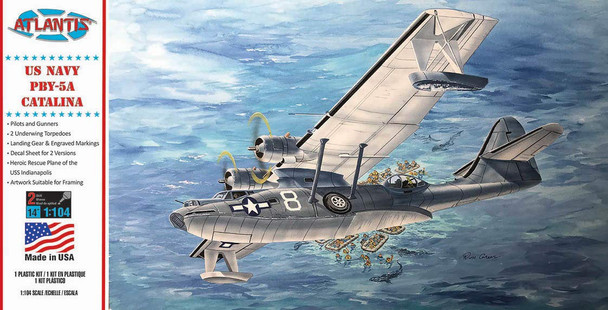 OakridgeStores.com | Atlantis - PBY-5A Catalina US Navy Seaplane - 1/104 Scale Plastic Model Kit (M5301) 850002740332