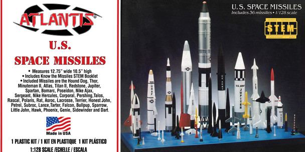 OakridgeStores.com | Atlantis 1/128 U.S. Space Missiles 36 Missiles Plastic Kit (M6871) 850041894003