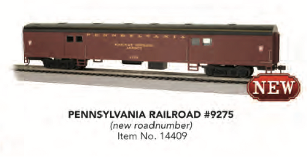 Bachmann - 72' Smooth-Side Baggage Car - Pennsylvania Railroad PRR #9275 - HO Scale - (14409)