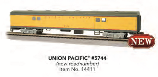 Bachmann - 72' Smooth-Side Baggage Car - Union Pacific UP #5744 - HO Scale - (14411)