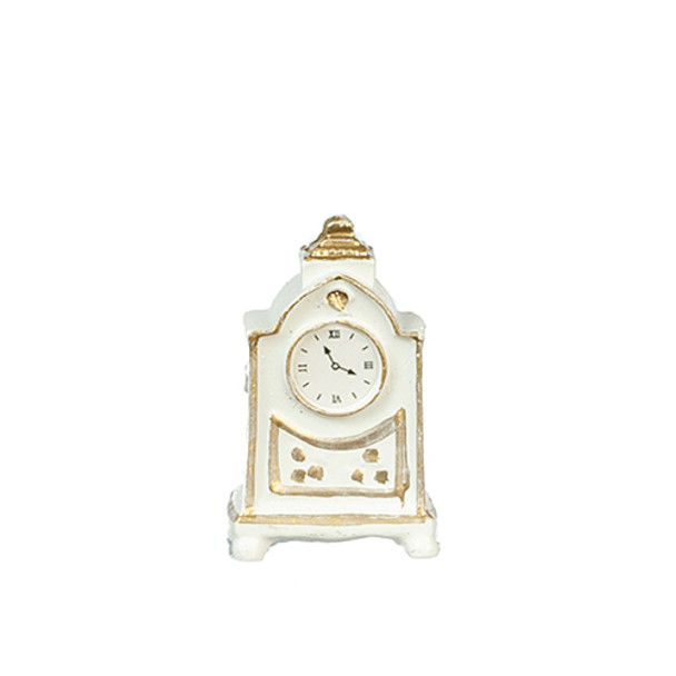 OakridgeStores.com | AZTEC - White Antique Clock - 1" Scale Dollhouse Miniature (B0112) 717425901125