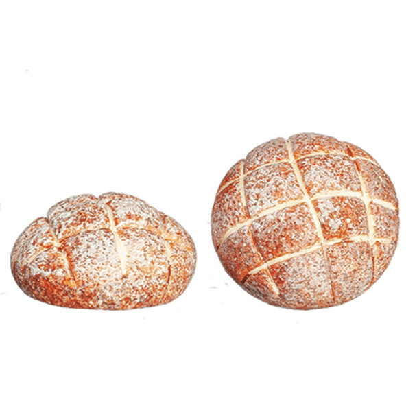 OakridgeStores.com | AZTEC - 2 Round Bread Loaves - 1" Scale Dollhouse Miniature (B0492) 717425704924