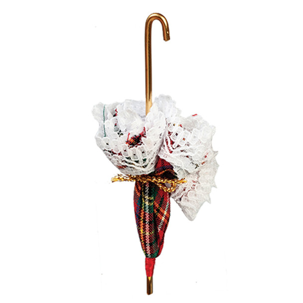 OakridgeStores.com | AZTEC - Plaid Lady's Umbrella - 1" Scale Dollhouse Miniature (B0523) 717425005236