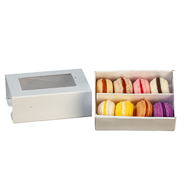 OakridgeStores.com | AZTEC - White Box With 8 Macarons - 1" Scale Dollhouse Miniature (G6231) 717425662316