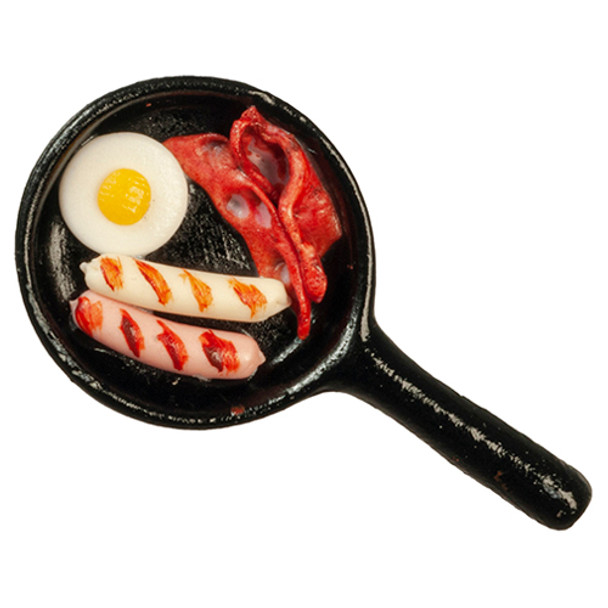 OakridgeStores.com | AZTEC - Breakfast In Frying Pan - 1" Scale Dollhouse Miniature (G6369) 717425636904