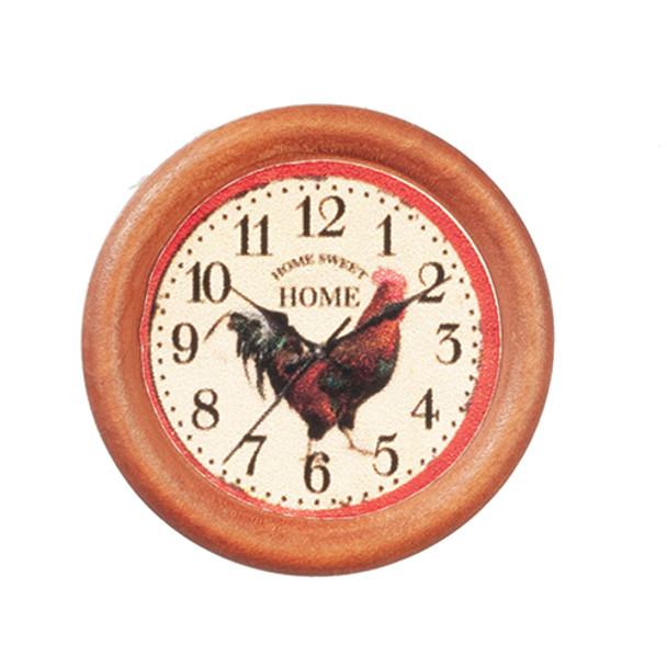 OakridgeStores.com | AZTEC - Rooster Round Wall Clock - 1" Scale Dollhouse Miniature (G8547) 717425985477