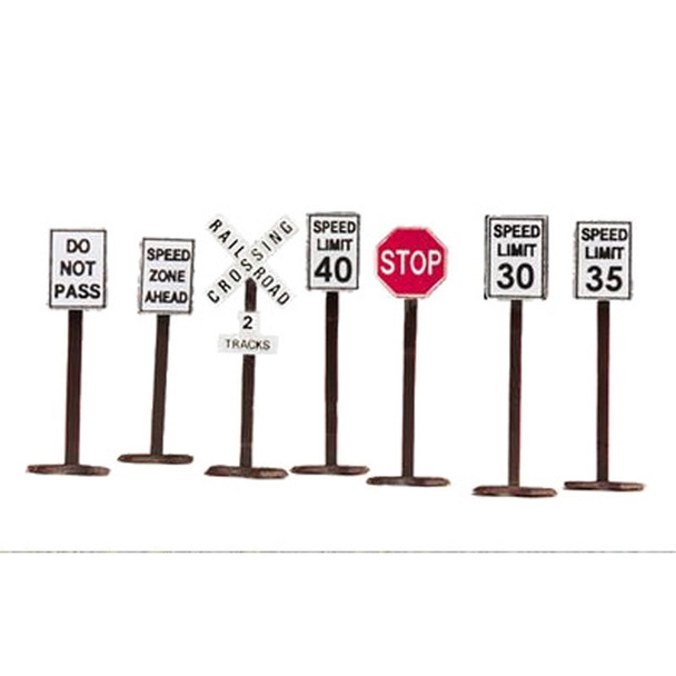 OakridgeStores.com | ATLAS - O Scale Road Sign Set - 7 pcs (66913) 840245209857