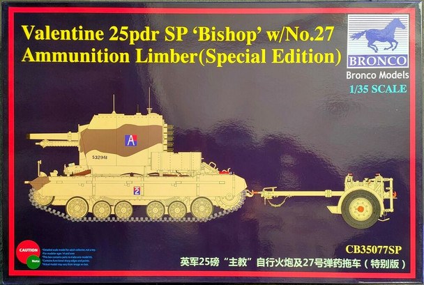 RESALE SHOP - BRONCO models 1/35 Valentine 25pdr SP Bishop w/ No.27 Ammunition Limber [U5]