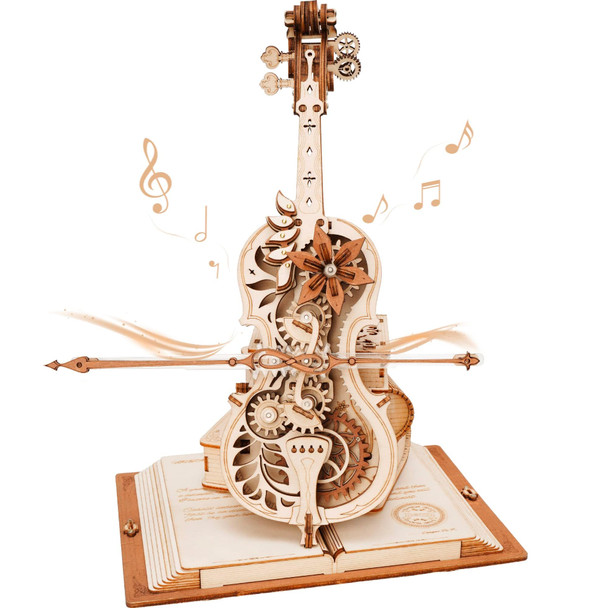 OakridgeStores.com | ROKR - Magic Cello - DIY Animated Mechanical Music Box - Working 3D Wooden Kit (AMK63) 6946785118605